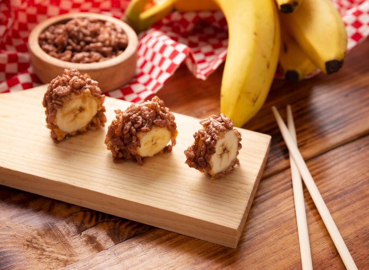 Recette Sushi croustillant à la banane et riz soufflé au chocolat